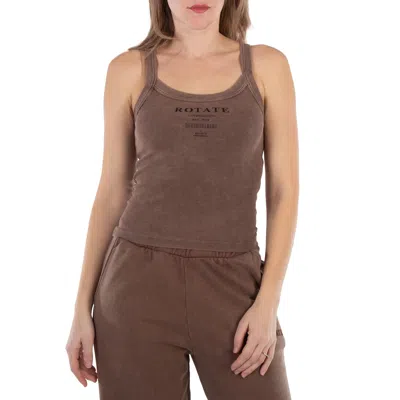 Rotate Birger Christensen Ladies Mustang Logo Print Top In Brown