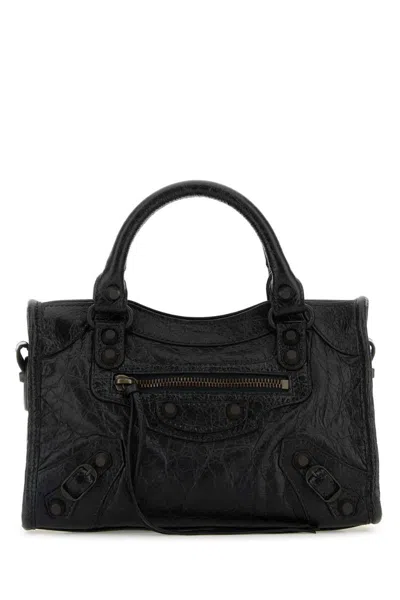 Balenciaga Black Leather Mini Le City Handbag In Black