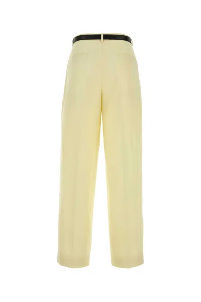 Jil Sander Wide-leg Pant In Pure Wool Gabardine In Yellow