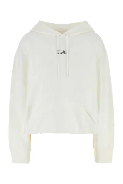 Mm6 Maison Margiela White Cotton Sweatshirt In White