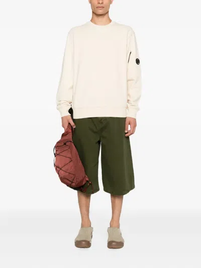 C.p. Company Pistachio Shell Crewneck Sweatshirt With Iconic Branding In Neutral