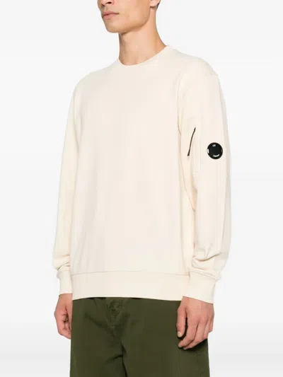 C.p. Company Pistachio Shell Crewneck Sweatshirt With Iconic Branding In Neutral