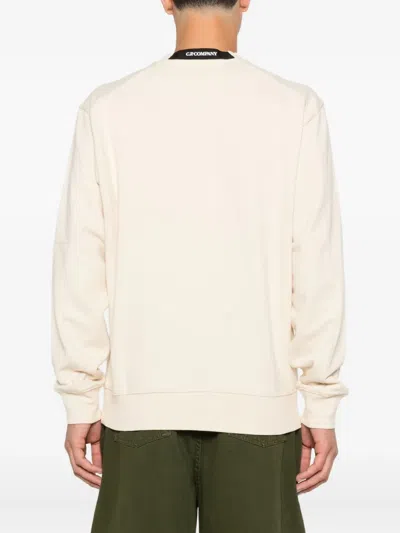 C.p. Company Pistachio Shell Crewneck Sweatshirt With Iconic Branding In Neutral