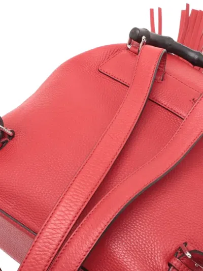 Pre-owned Gucci 2000-2020s Bamboo Flap Backpack In Red