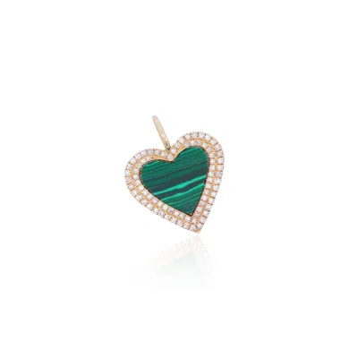 The Lovery Double Diamond Malachite Heart Charm In Green