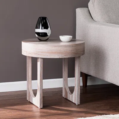 Sei Chadkirk Round Faux Marble End Table