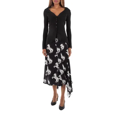 Stella Mccartney Black Asymmetric-hem Buttoned Moulded Cardigan In Black
