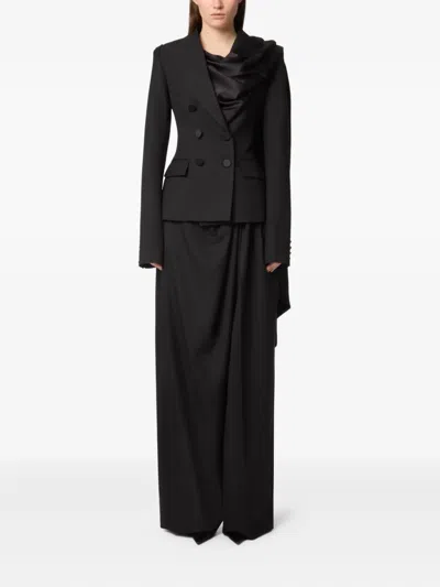 Nina Ricci Draped Blazer With Attached Scarf And Satin Detail In Multi