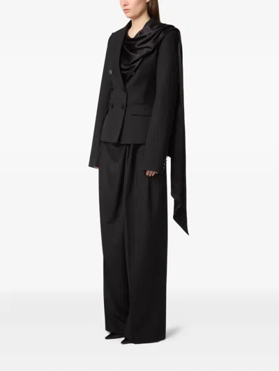 Nina Ricci Draped Blazer With Attached Scarf And Satin Detail In Multi