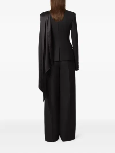 Nina Ricci Draped Blazer With Attached Scarf And Satin Detail In Multi