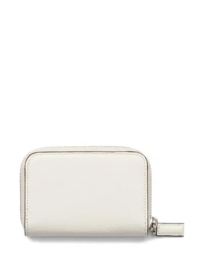 Prada Triangle Leather Wallet In Neutral