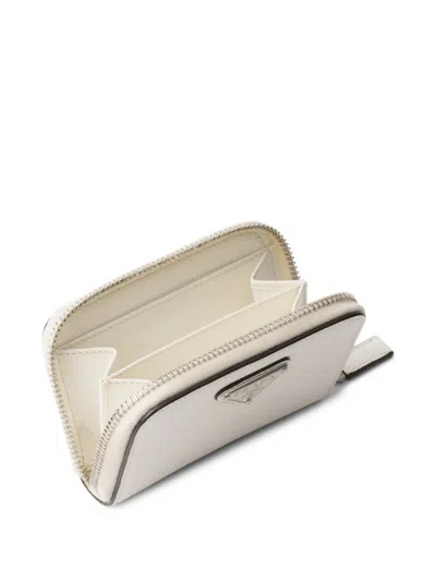 Prada Triangle Leather Wallet In Neutral