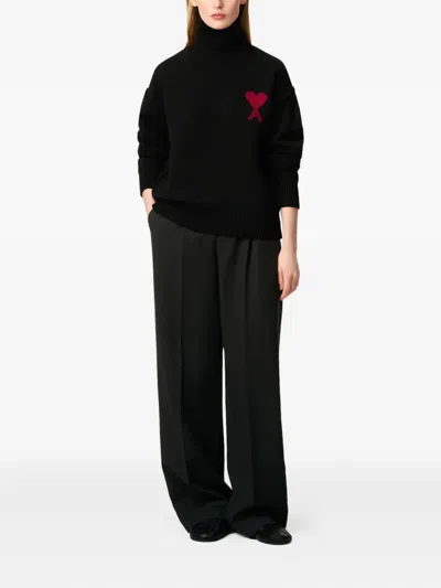 Ami Alexandre Mattiussi Ami Woman Black Wool Sweater In Black