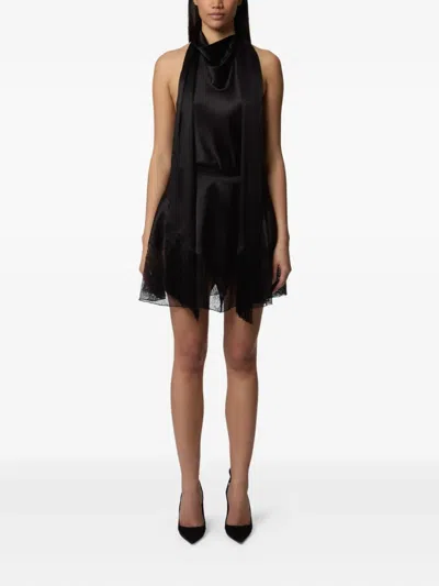 Nina Ricci Halterneck Fringed Top In Black