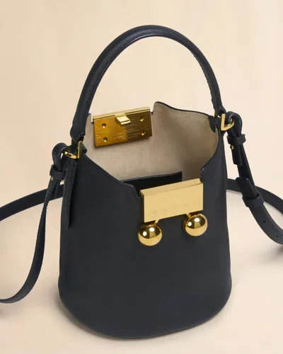 Marni Womens 00n99 Trunkeroo Bucket Leather Shoulder Bag In Black