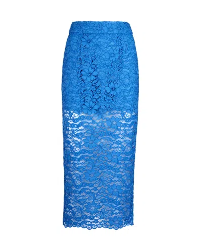 Smythe Lace Pencil Skirt In Blue