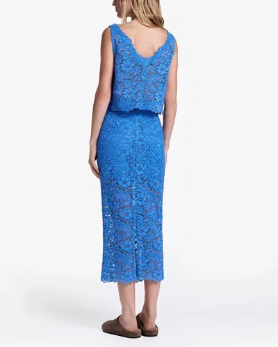 Smythe Lace Pencil Skirt In Blue