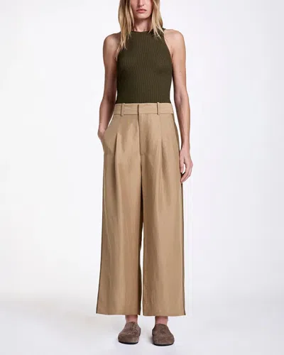 Smythe Tux Stripe Crop Pleated Trouser In Brown