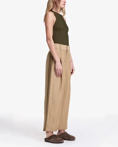 Smythe Tux Stripe Crop Pleated Trouser In Brown