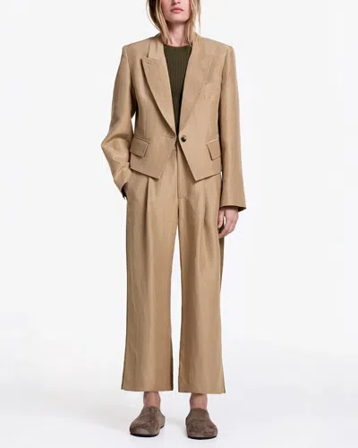 Smythe Tux Stripe Crop Pleated Trouser In Brown
