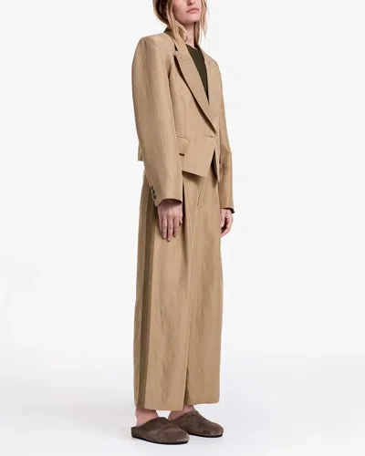 Smythe Tux Stripe Crop Pleated Trouser In Brown