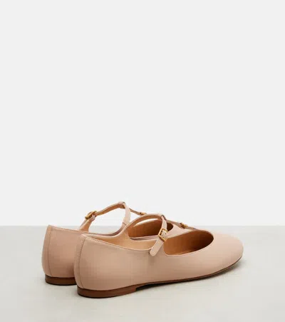 Chloé Marcie Embellished Leather Ballet Flats In Pink