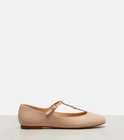 Chloé Marcie Embellished Leather Ballet Flats In Pink