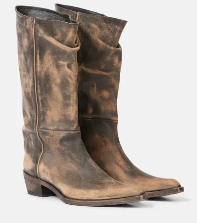 Khaite Clive 25 Leather Boots In Multi