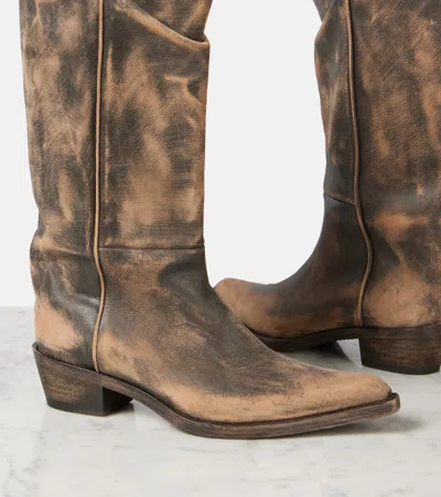 Khaite Clive 25 Leather Boots In Multi