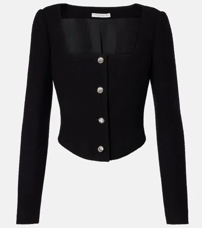 Alessandra Rich Wool-blend Twill Bouclé Jacket In Black