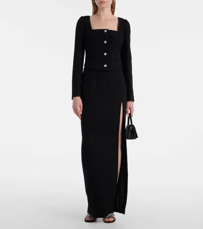 Alessandra Rich Wool-blend Twill Bouclé Jacket In Black