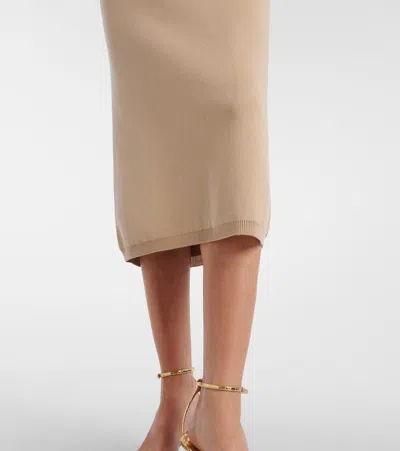 Alessandra Rich Cotton And Cashmere Pencil Skirt In Pink