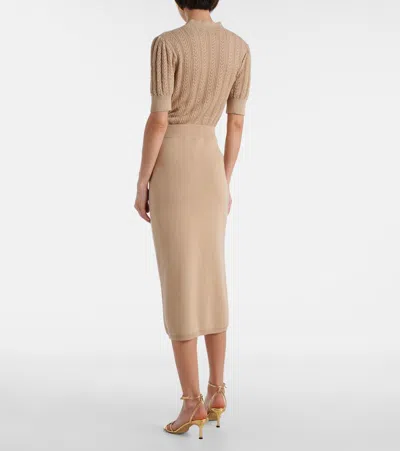 Alessandra Rich Cotton And Cashmere Pencil Skirt In Pink