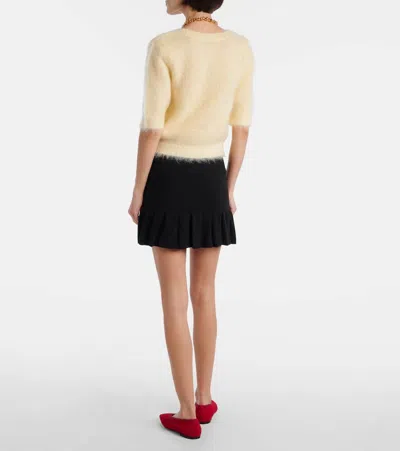 Alessandra Rich Embroidered Mohair-blend Sweater In Neutral