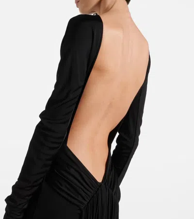 David Koma Womens Black Open-back Gathered Woven Gown In Black