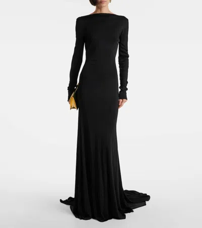 David Koma Womens Black Open-back Gathered Woven Gown In Black