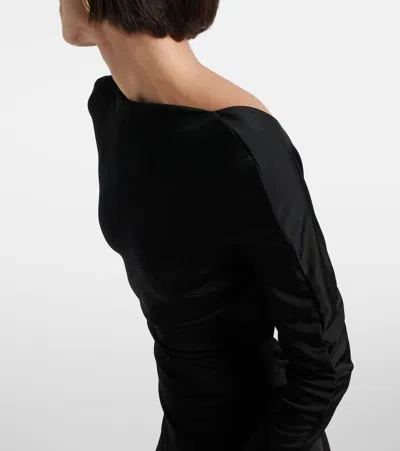 David Koma Womens Black Open-back Gathered Woven Gown In Black