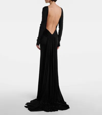 David Koma Womens Black Open-back Gathered Woven Gown In Black