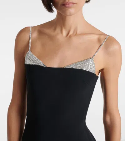 David Koma Womens Black Silver Crystal Shoulder-straps Stretch-woven Mini Dress In Black