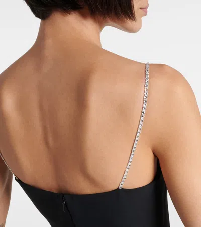 David Koma Womens Black Silver Crystal Shoulder-straps Stretch-woven Mini Dress In Black