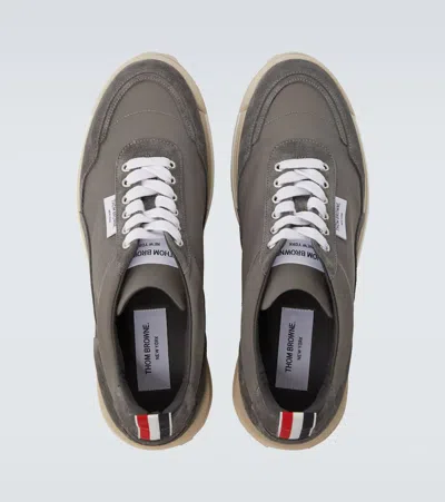 Thom Browne Gray Double Tech Nylon Alumni Sneakers In Gray
