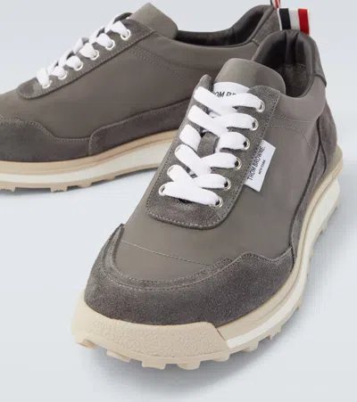 Thom Browne Gray Double Tech Nylon Alumni Sneakers In Gray