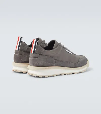 Thom Browne Gray Double Tech Nylon Alumni Sneakers In Gray