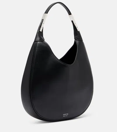 Savette The Small Florence Hobo In Smooth Calf Leather In Black