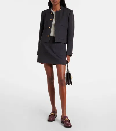 Bottega Veneta Minigonna In Misto Cotone Grafite Donna In Blue