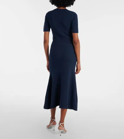 Erdem Womens Cyanotype Etching Navy Tree-print A-line Knitted Midi Skirt In Blue