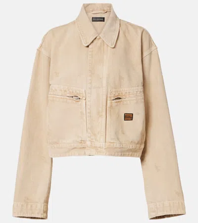 Balenciaga Women Workwear Crop Jacket In Sand