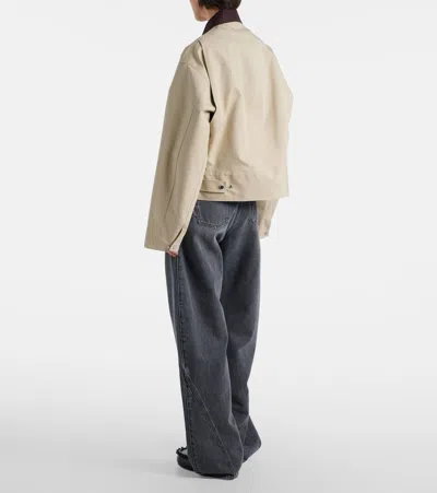 Jw Anderson Beige Curved Hem Workwear Jacket In Neutral