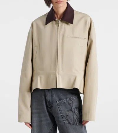 Jw Anderson Beige Curved Hem Workwear Jacket In Neutral