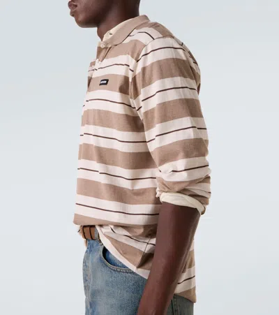 Miu Miu Striped Cotton Jersey Polo Shirt In Multi